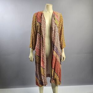 Cabi Xs Colorful Patterned Open Front Kimono R9